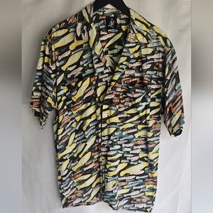 Patrick Einhorn Paris Cotton Fish Print Shirt Large 100% Cotton Button Down